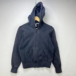 Vintage Y2K Nike Zip Black Tonal Swoosh Hoodie Women's Small